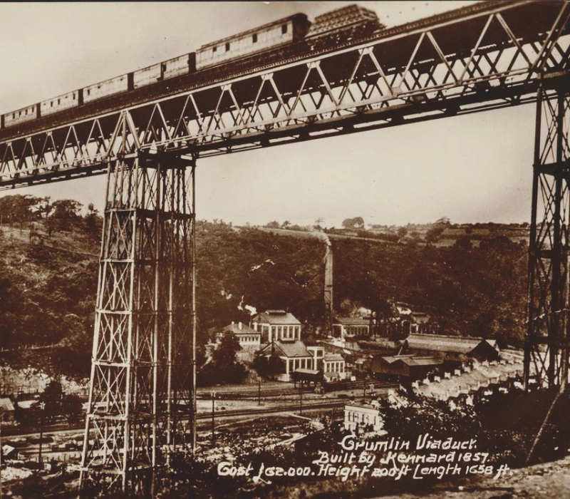Sena pastkarte: Crumlin Viaduct 1857. Pārvads Dienvidvelsā - Vorena kopnes piemērs
